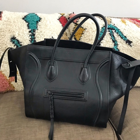 Celine Handbags - Celine Phantom Luggage tote grained black